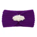 Bandeau tricoté violet pour femme avec perles, accessoire cheveux hiver chaud variante. - Violet