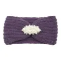 Bandeau tricoté violet avec perles, accessoire cheveux chaud pour femme en hiver. - Pourpre