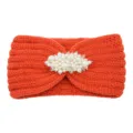 Bandeau tricoté orange avec perles, accessoire de cheveux chaud pour femmes et filles. - Orange