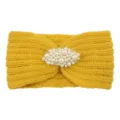 Bandeau de perles en tricot jaune, accessoire de cheveux chaud pour hiver et yoga quotidien. - Jaune