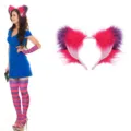 Plush Animal Ear Headband Striped Costume Accessory Set for Halloween Cosplay Party Wear - Purple Big Ears Headband