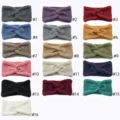 Details of assorted knitted cross headbands in 16 colors, warm winter hair accessories. - Multicolor