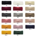 Winter warm knit headband with bow design, thick fleece lined ear warmer hair band for women. - Multicolor