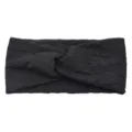 Black textured twist headband for women, wide double layer fabric hair band for yoga daily. - Black