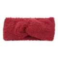 Rotes flauschiges gedrehtes Stirnband, weiches Plüsch Winter Haarband und warmer Ohrenschutz. - Weinrot