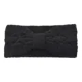 Fascia per capelli in maglia nera da donna, scaldaorecchie invernale con fiocco carino. - Nero