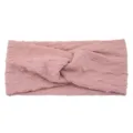 Pink textured bubble fabric twist headband for women, wide hair band for yoga and daily sports. - Dusky Pink