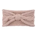 Knitted Bow Headband Warm Winter Hair Accessory Soft Crochet Hair Band for Women Daily - Shrimp Pink