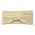Fascia per capelli in maglia beige con fiocco, accessorio caldo per capelli invernali ed elegante. - Beige