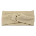 Beige bubble fabric knotted headband, wide solid color hair band for yoga, sports and daily use. - Beige