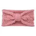 Pink knitted twist headband bow hair accessory warm winter cute ear warmer hair band - Pink