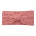 Fascia per capelli in maglia con fiocco da donna accessorio invernale caldo tinta unita - Rosa Antico