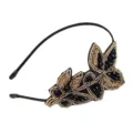 Elegant black beaded crystal headband, handmade floral hair accessory for women parties. - Flower Branch