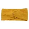Yellow bubble fabric knotted headband, stylish wide hair accessory for daily casual wear. - Turmeric