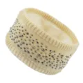 Beige Gebreide Fleece Hoofdband met Strass Stenen Winter Warme Haarband Oorwarmer Dames - Beige