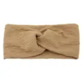 Khaki bubble fabric cross headband for women, wide brim hair hoop for yoga, sports and daily use. - Camel