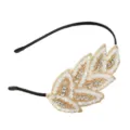 Elegant rhinestone beaded leaf headband stylish crystal hair accessory for women. - White Rhinestone Leaf