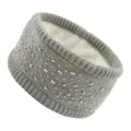 Grijs gebreide strass haarband met zachte pluche voering voor warme herfst en winter. - Lichtgrijs