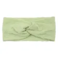 Light green textured fabric twist headband, wide double-layer stretchy hair band for women. - Light Green