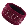 Wijnrode strass gebreide haarband, zacht gevoerde winter orenwarmer haaraccessoire. - Bordeauxrood
