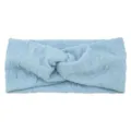 Light blue bubble fabric twisted headband for women, wide yoga hair band and face washing accessory. - Blue