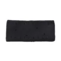 Black double layer knitted distressed headband for yoga sports and daily face washing use. - Black