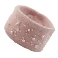 Rosa Strick Kunstnerz Perlen Stirnband für Damen, stilvolles warmes Winter Haarband - Rosa