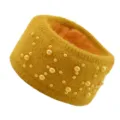 Gelbes Strick-Haarband aus Nerfimitat mit Perlen, kuscheliges Winter-Haaraccessoire. - Gelb