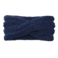 Dark blue chunky knit headband with twist design. Soft acrylic winter ear warmer accessory. - Hair Band / Navy Blue