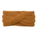 Chunky knit twist headband for women, thick winter warm ear warmer hair accessory brown. - Hair Band / Caramel color