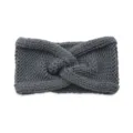 Dark grey knitted headband, twist knit ear warmer, winter warm yoga hair band variant. - Dark Gray