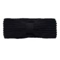 Black knitted fleece-lined bow headband, warm winter ear warmer hair accessories for women. - Black