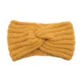 Goldener gestrickter Fake-Mink Silberfaden Kreuz Stirnband, warme elastische Haaraccessoires. - Kurkuma