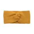 Knitted headband for women winter warm cross twist hair accessory yellow solid color soft elastic - Turmeric