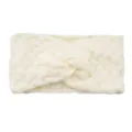 White cable knit twist headband for women, cozy winter ear warmer hair accessory. - Off White
