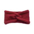 Red knitted twisted headband warm winter hair accessory yoga sports ear warmer headband - Wine Red