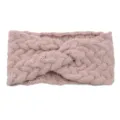 Cozy cable knit headband in soft pink, warm twisted ear warmer for women in autumn winter. - Pink