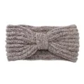Close-up detail of grey chenille knitted bow headband showing soft plush texture. - Coffee Grey