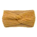 Gold thread knitted headband for women, soft warm winter hair band, casual twist hair accessory. - Turmeric