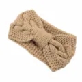 Gebreide haarband met strik detail, zachte wollen orenwarmer voor de koude herfst en winter. - Kameel