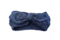 Fascia per capelli con orecchie di coniglio lavorata a maglia blu scuro invernale - Blu