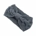 Donkergrijze gebreide strik haarband winter warme haaraccessoire dikke kabelgebreide oorwarmer - Donkergrijs