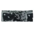 Détail de bandeau croisé en tissu motif cachemire noir et blanc pour le sport et le yoga. - Noir Classique Cachemire (#1)