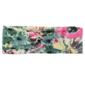 Détail de bandeau en tissu à motif floral, design torsadé doux pour le sport et le quotidien. - Vert Rose Jaune Floral (#12)