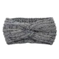 Knitted headband metallic twist hair accessory dark grey winter warm hair band 1 pc - Dark Gray