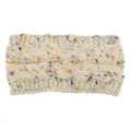 Fascia per capelli in morbida maglia a trecce con macchie colorate, elegante accessorio invernale. - Beige Fiammato