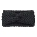 Bandeau croisé en tricot noir pour femme, bande de cheveux élastique et cerceau de yoga. - Noir