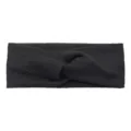 Black twisted headband for women, knit diamond pattern sports hair band for yoga and face washing. - Black