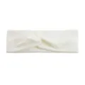 White ribbed twist headband elastic stretch hair band for women sports and daily wear. - White
