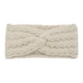 Beige knitted twist headband, cozy plush winter hair band for women warm ear warmer. - Beige